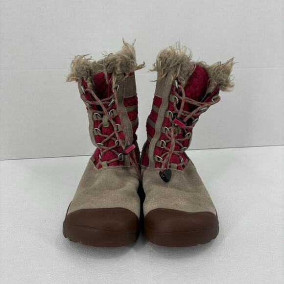 Keen Wapato Waterproof Suede Leather Boots Faux Fur Beige Pink Girl's Size 3 - Picture 4 of 9